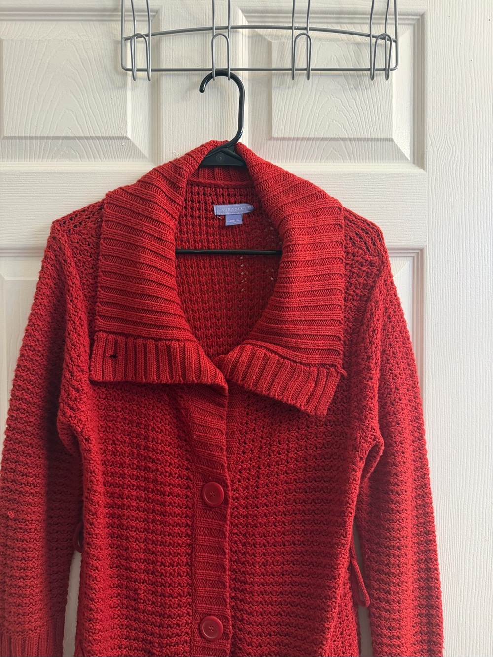 Laura Scott Red Chunky Shawl Collar Cardigan